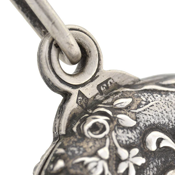 Art Nouveau Sterling Repousse Slide Mirror Pendant - Image 7