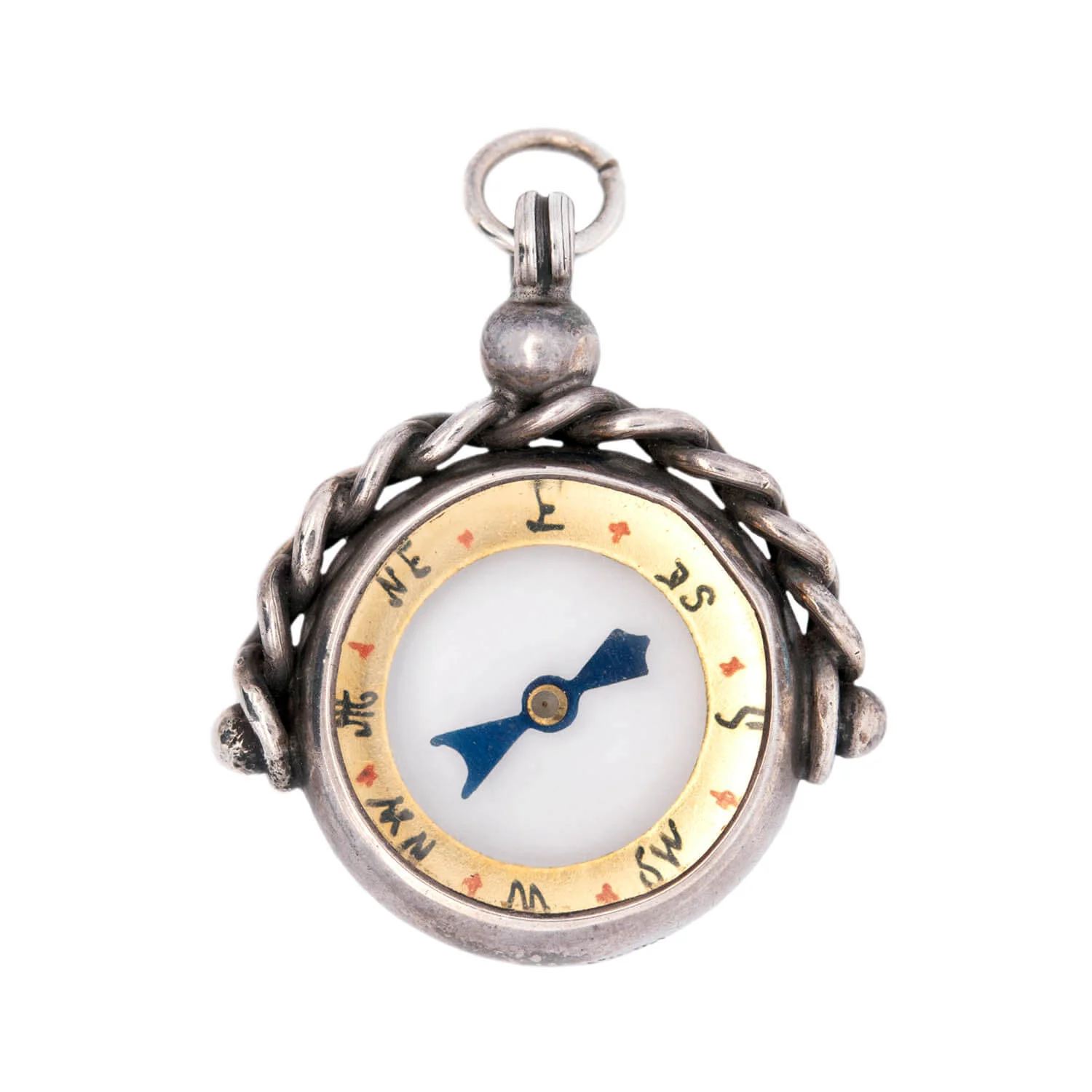 Late Victorian Sterling Twisted Rope Compass Pendant - Image 3