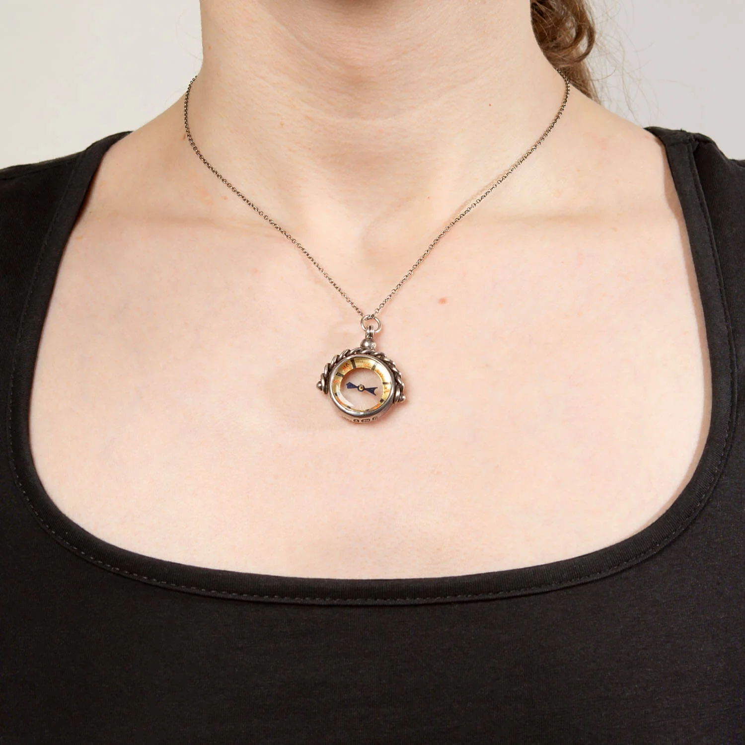 Late Victorian Sterling Twisted Rope Compass Pendant - Image 5