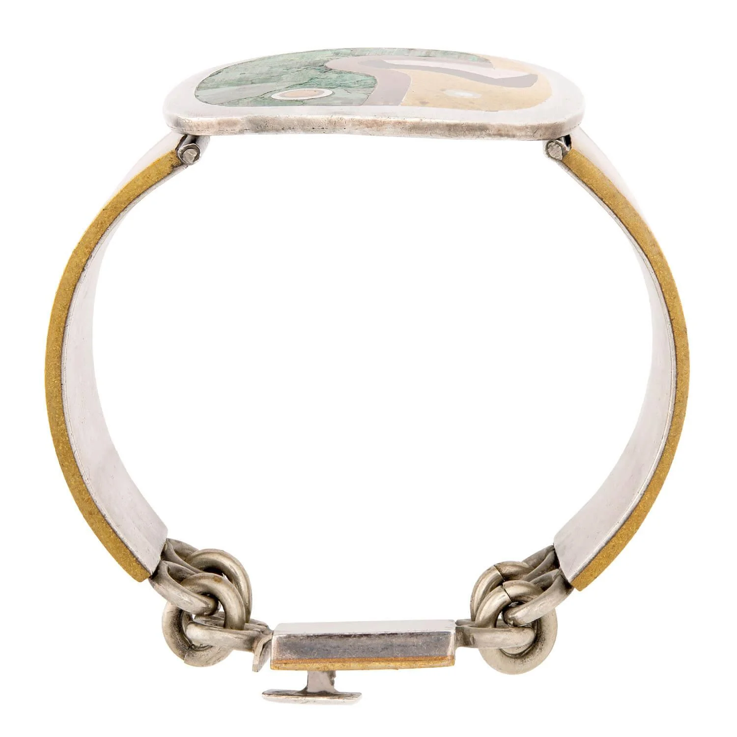 LOS CASTILLO Retro Mixed Metal Turquoise and Enamel Bracelet - Image 3
