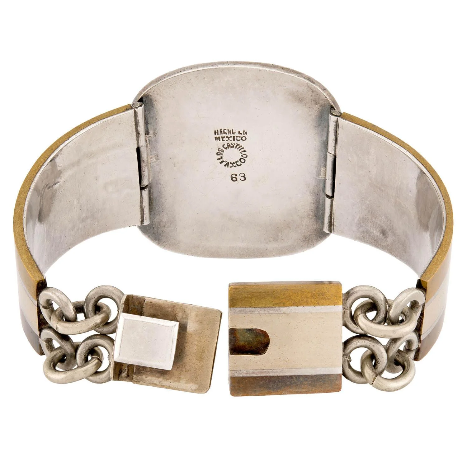 LOS CASTILLO Retro Mixed Metal Turquoise and Enamel Bracelet - Image 4