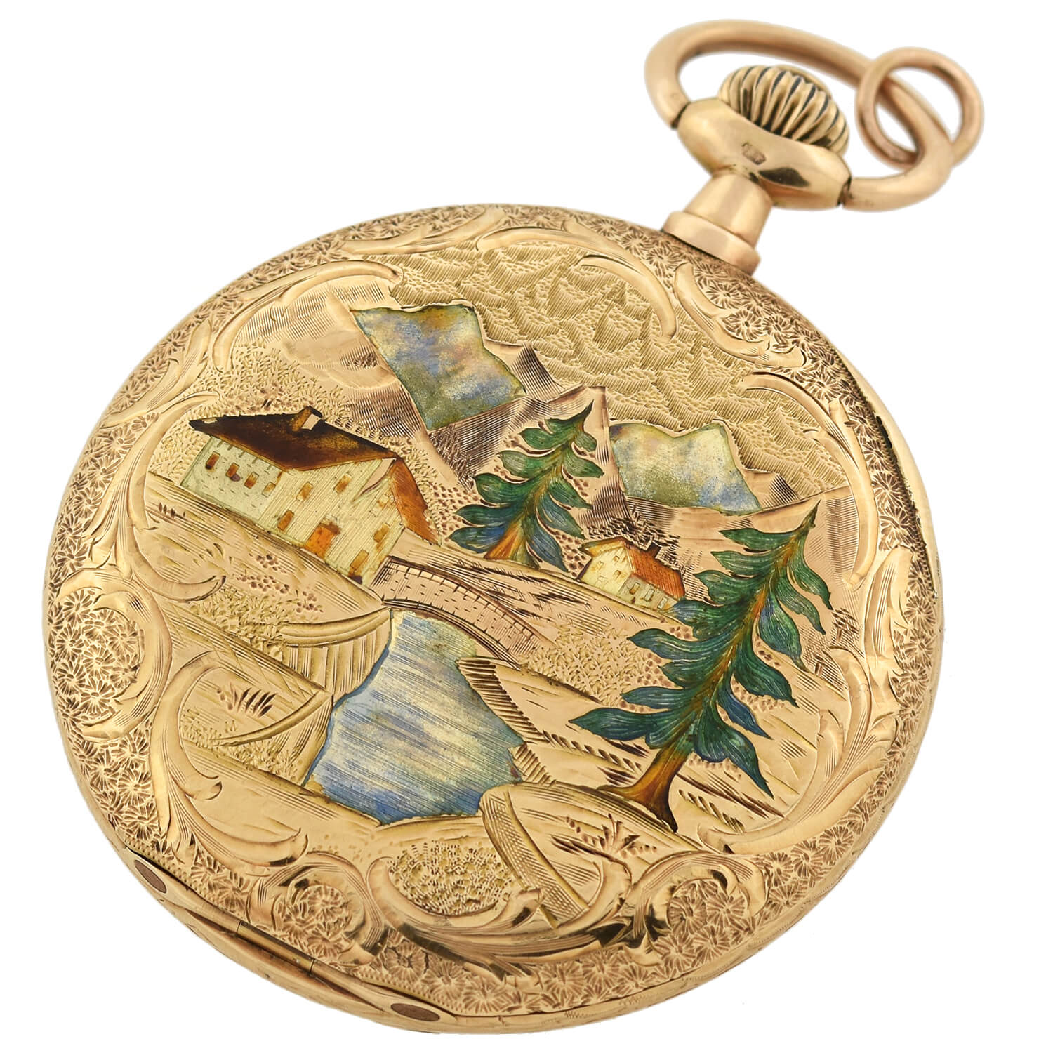 LOUIS AUDEMARS & CIE Rare Victorian 14kt Hunter Case Enamel Pocket Watch - Image 6