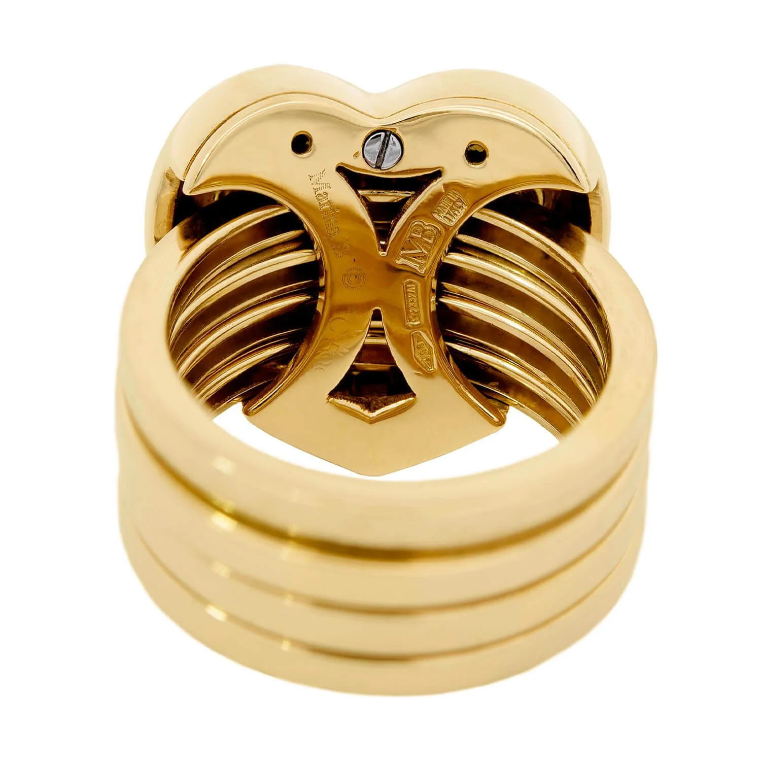 MARINA B Estate 18k Diamond Four Band Heart Ring .65ctw - Image 5