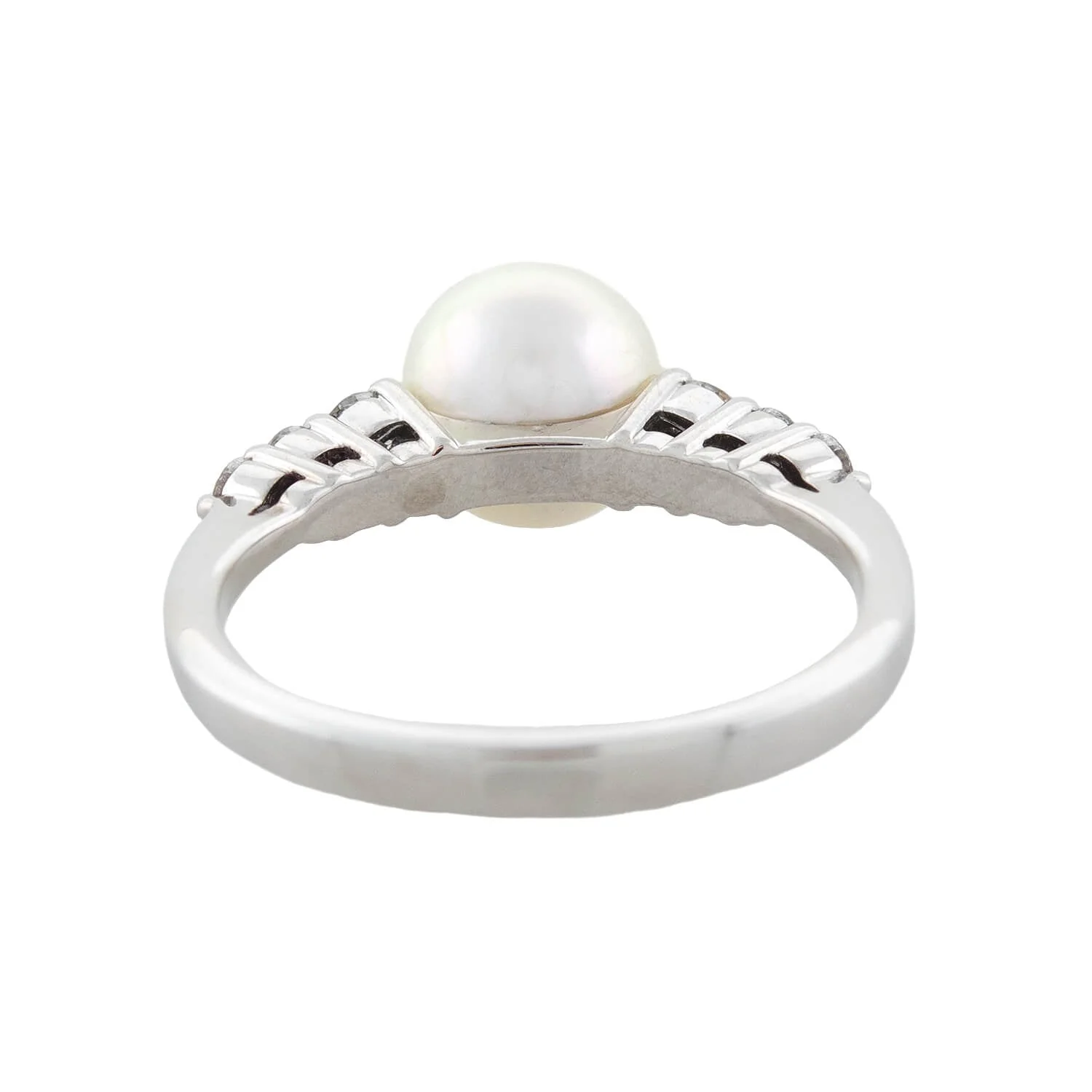 MIKIMOTO Estate 18kt, Pearl + Diamond Ring - Image 5