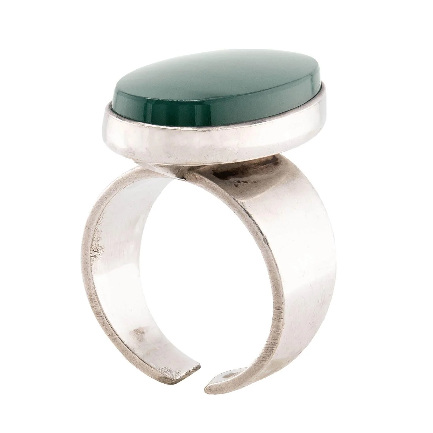 N.E. FROM Vintage Danish Sterling Silver Chrysoprase Ring - Image 3