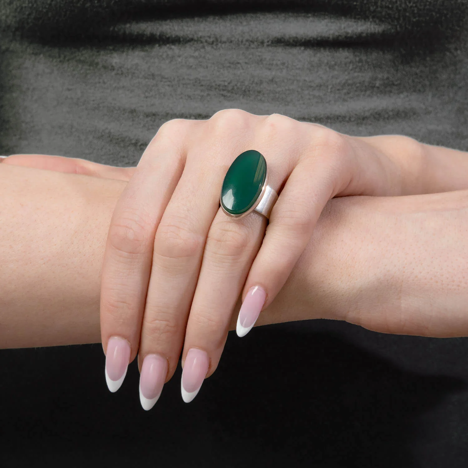 N.E. FROM Vintage Danish Sterling Silver Chrysoprase Ring - Image 5