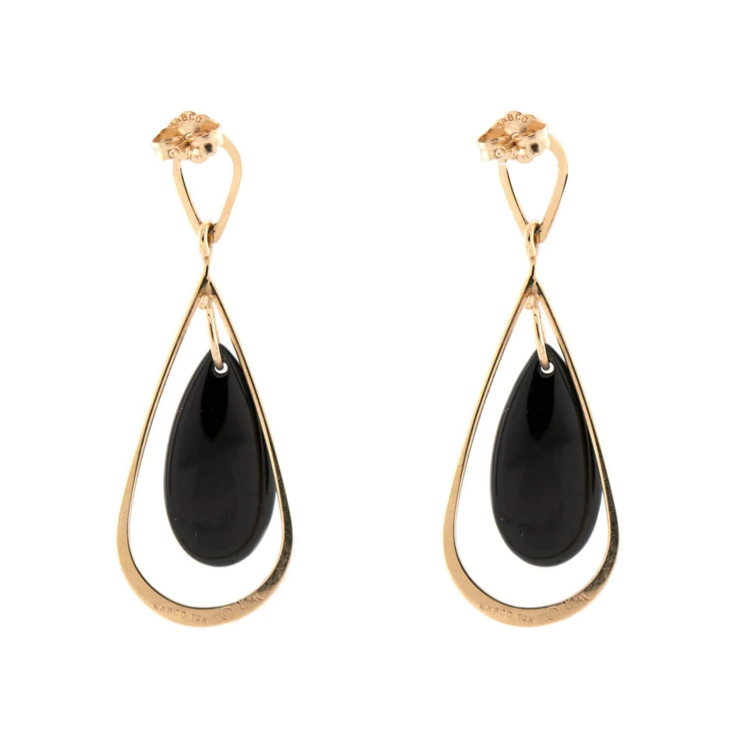 NABCO Estate 14k Onyx Teardrop Earrings - Image 3