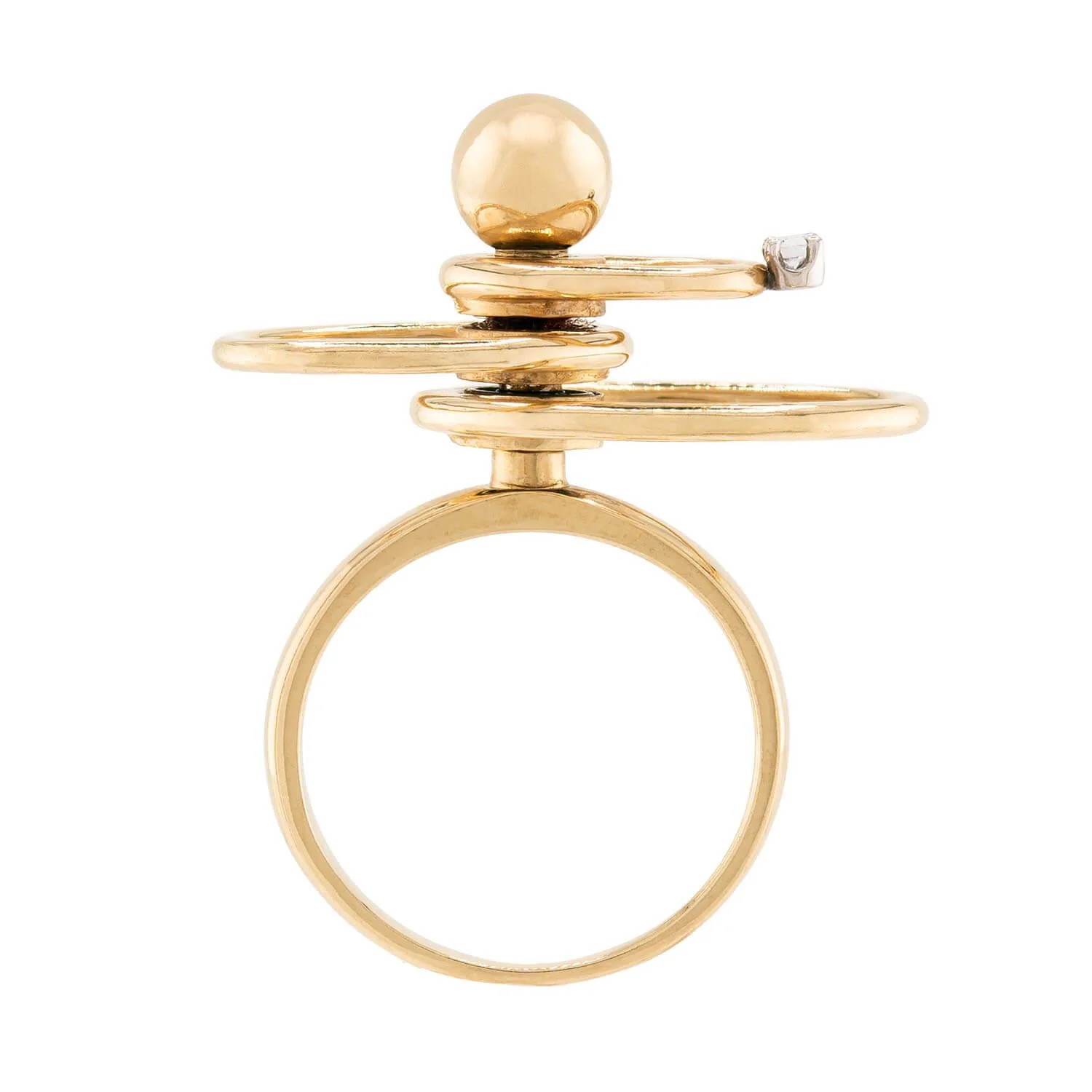 NORMAN TEUFEL Vintage 14k Diamond Kinetic Motion Ring - Image 4