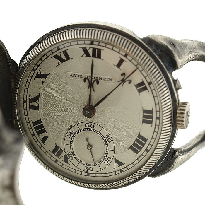 PAUL DITISHEIM Silver Montre Hamlet Large Skull Pocket Watch - Image 6