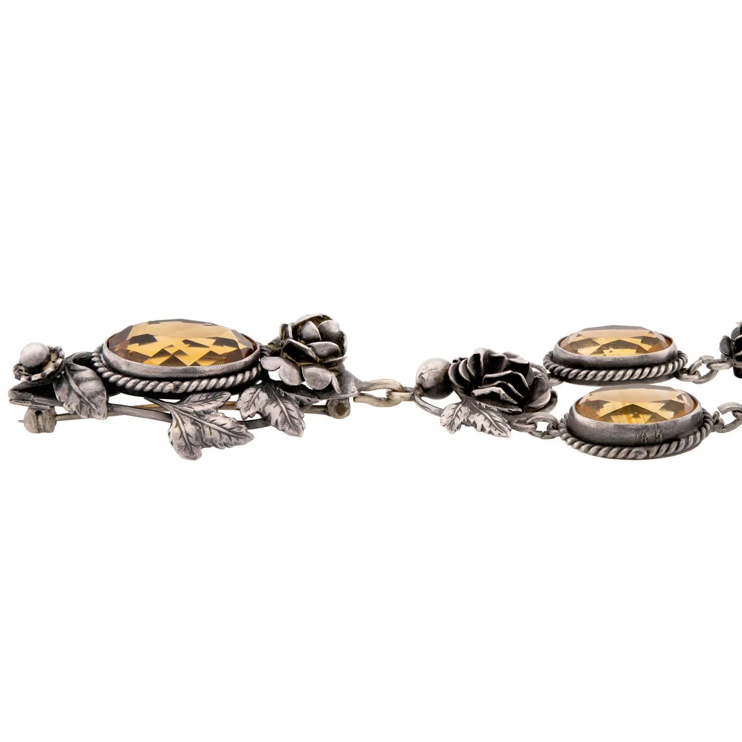 PERUZZI Art Nouveau Sterling Silver Citrine Floral Necklace - Image 3
