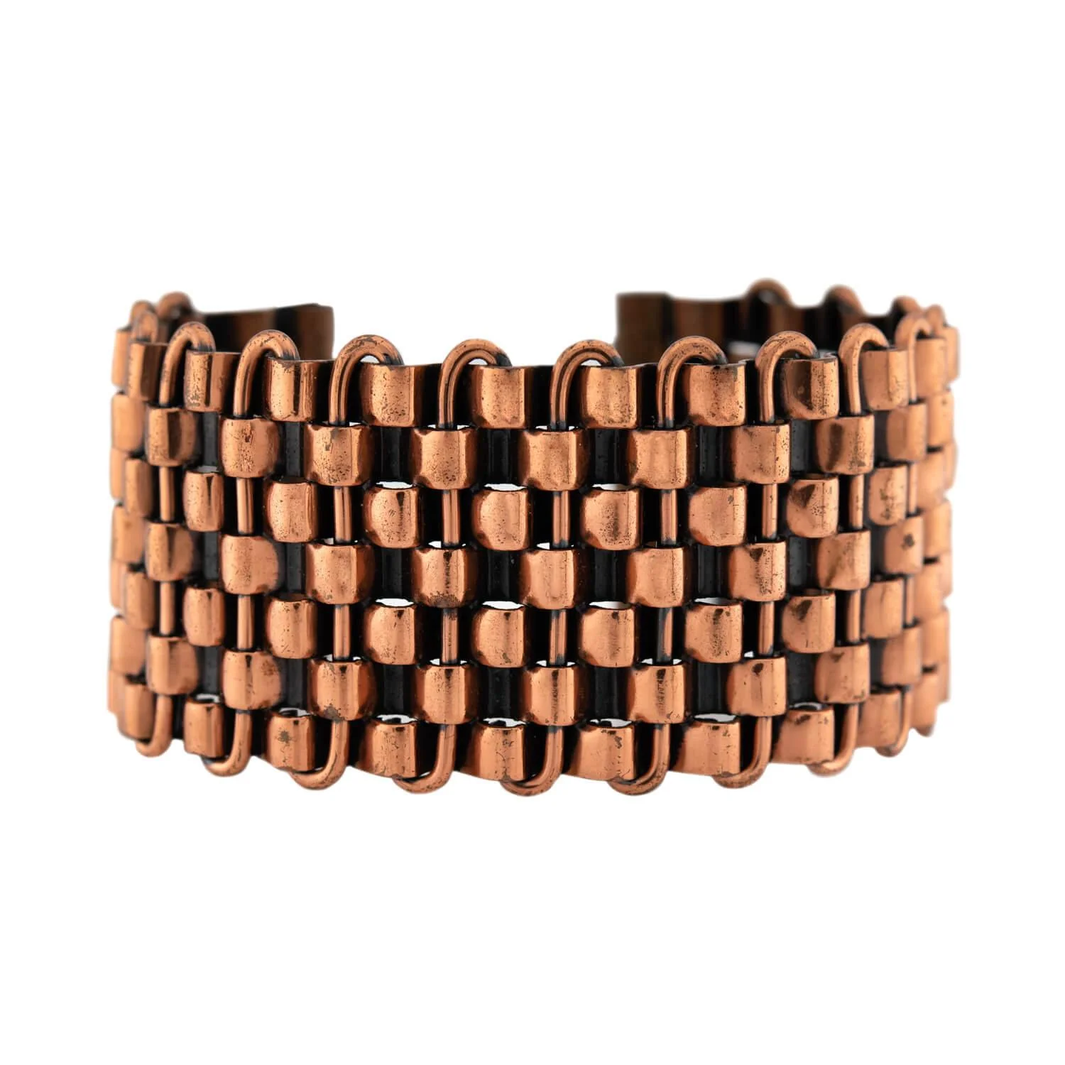 123 RENOIR Vintage Copper Basket Weave Cuff Bracelet