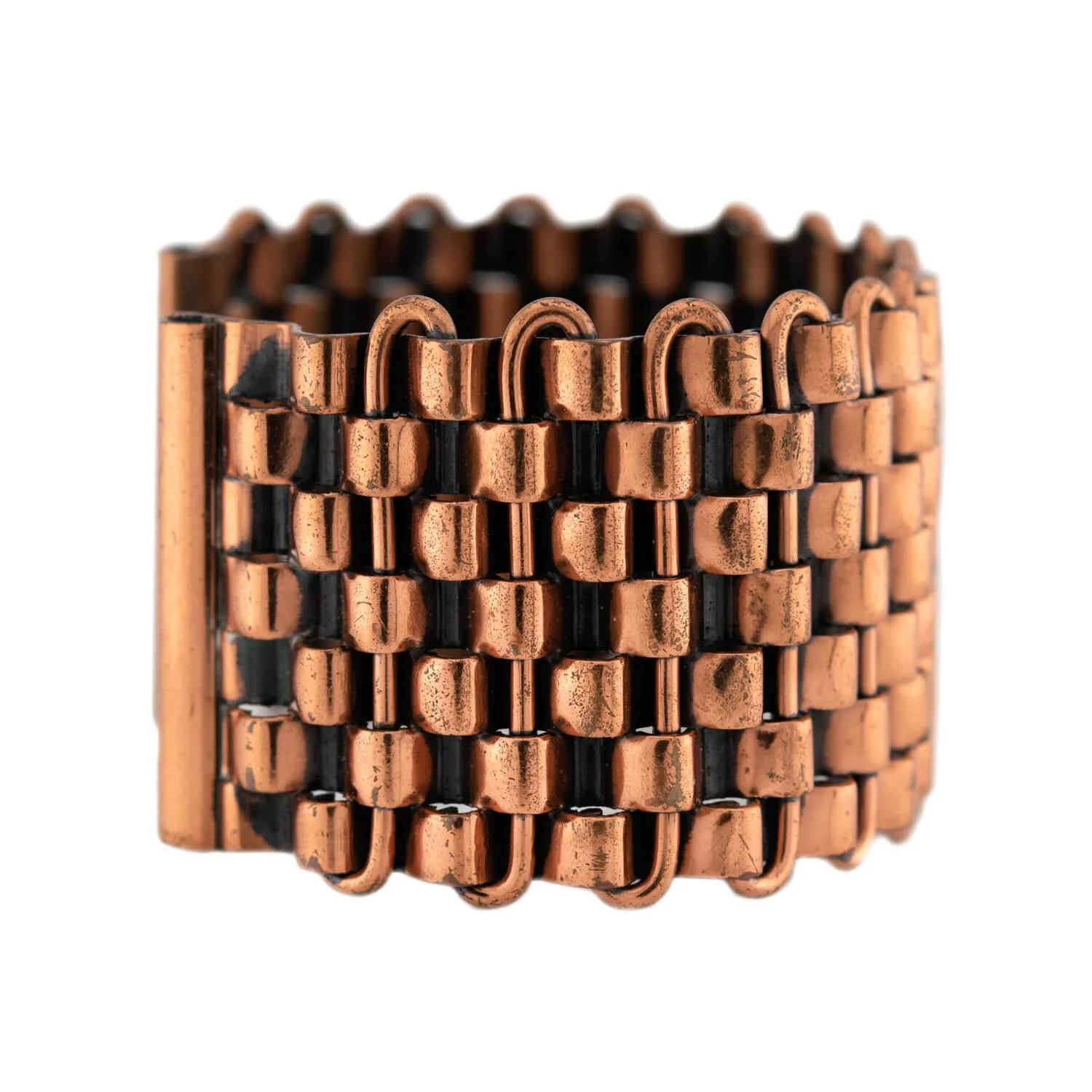 123 RENOIR Vintage Copper Basket Weave Cuff Bracelet - Image 2