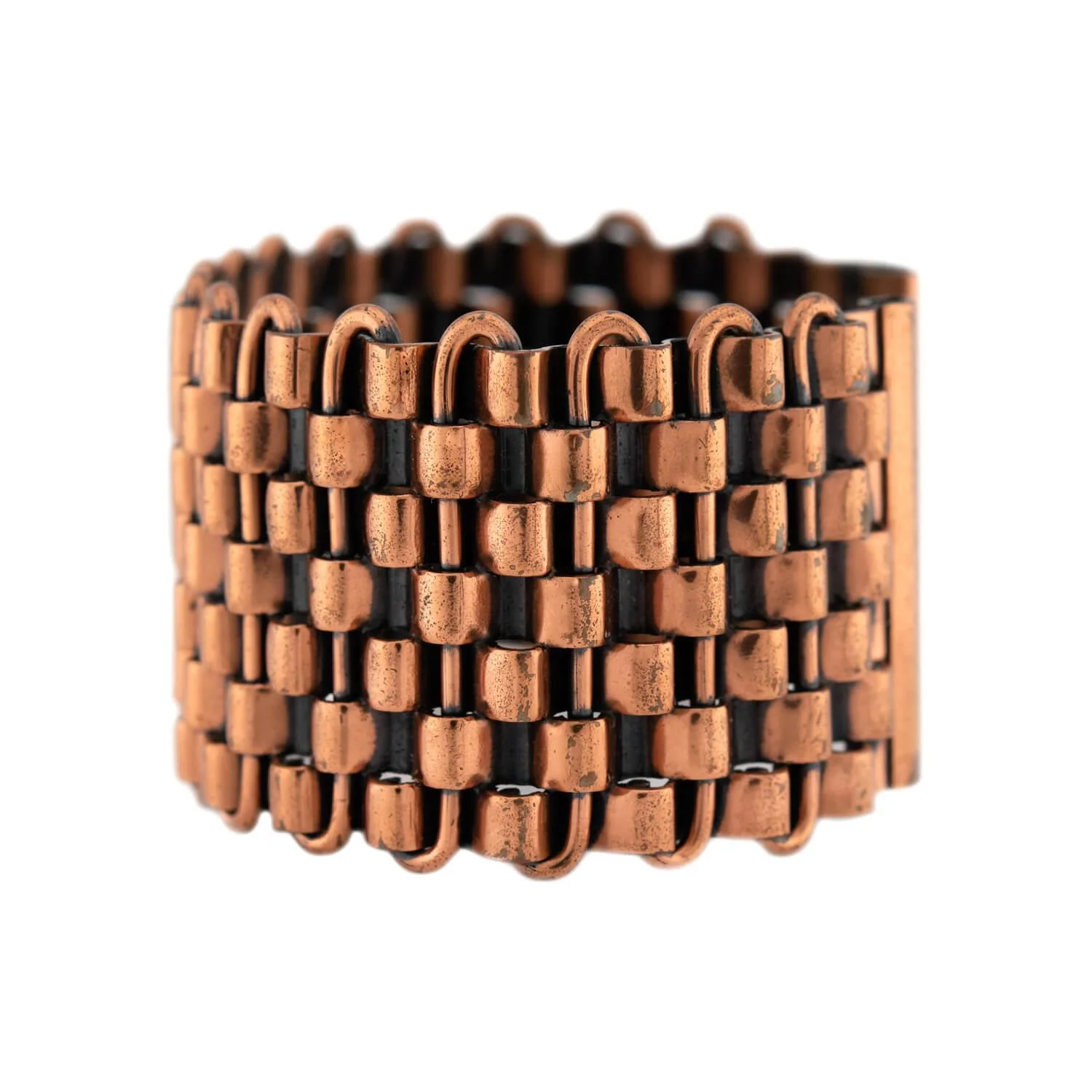 123 RENOIR Vintage Copper Basket Weave Cuff Bracelet - Image 3
