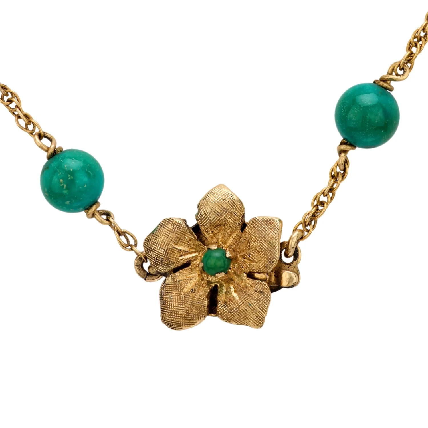 Retro 14k Amazonite Bead Necklace - Image 2