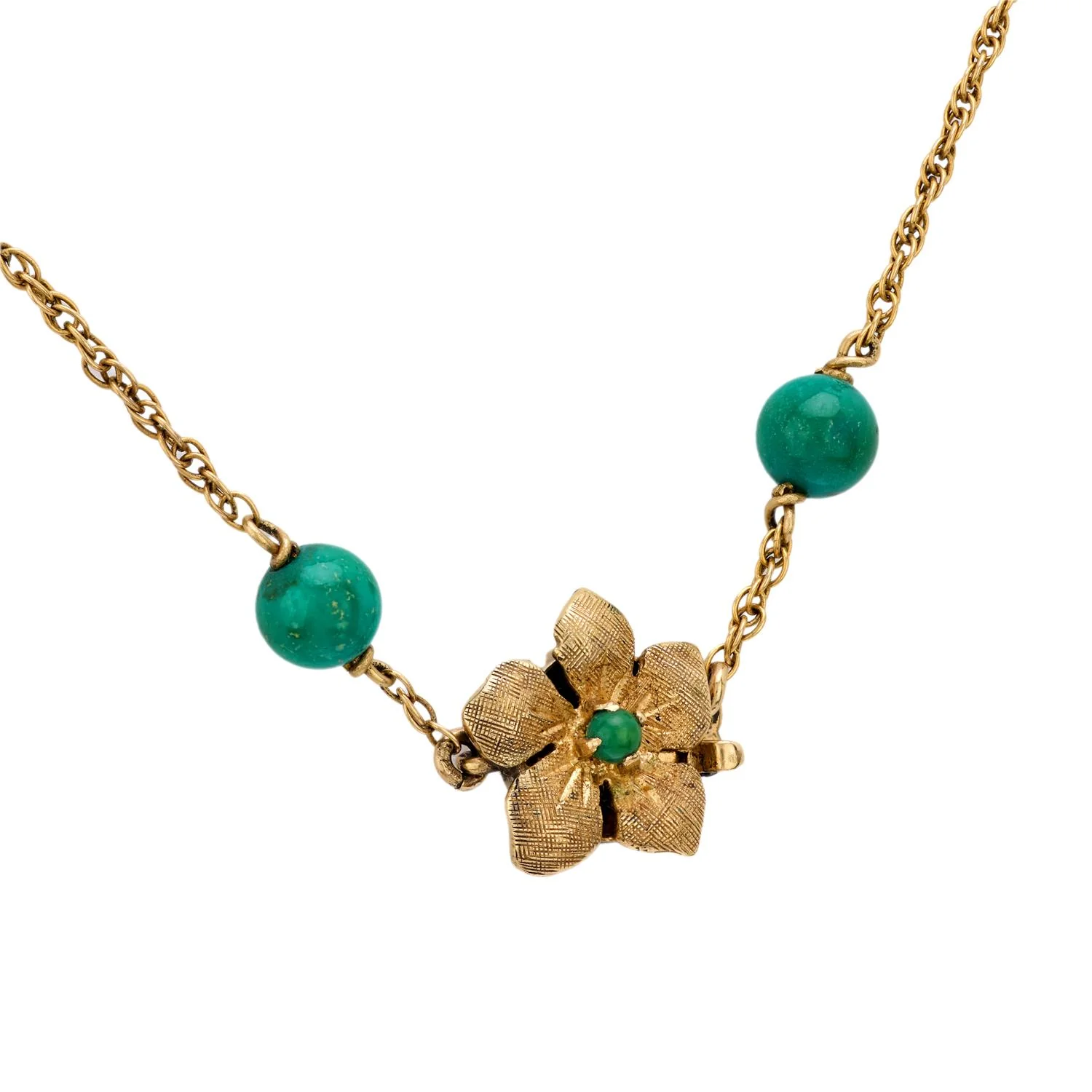 Retro 14k Amazonite Bead Necklace - Image 3