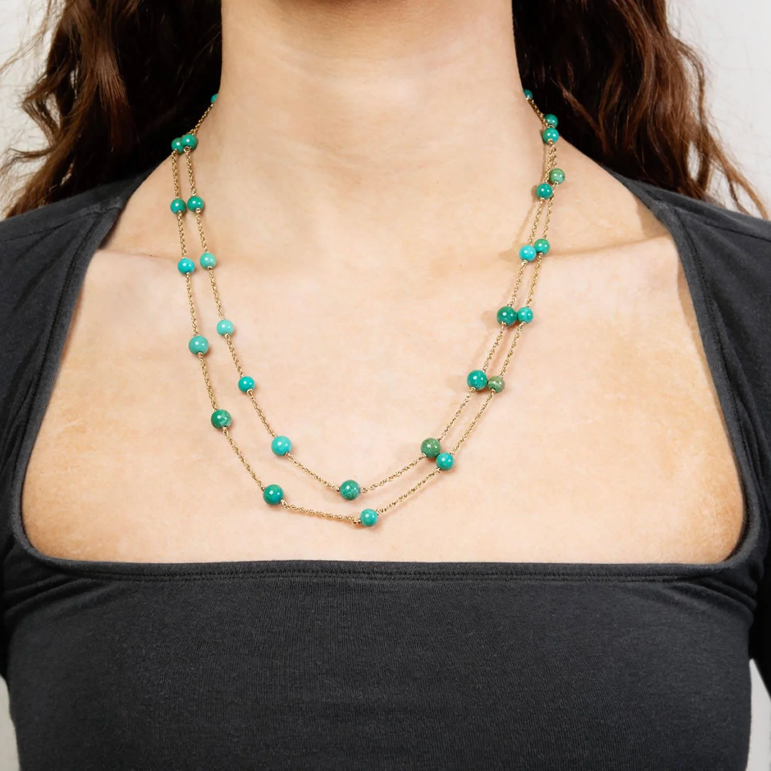 Retro 14k Amazonite Bead Necklace - Image 5