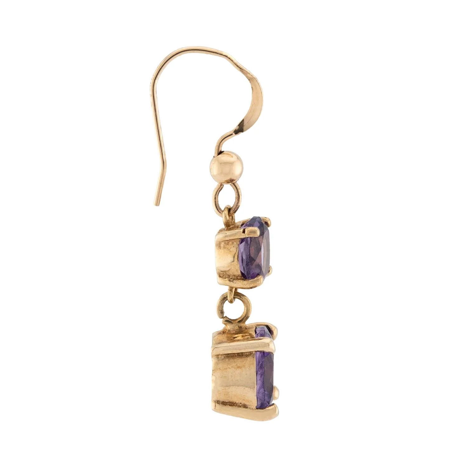 Retro 14k Amethyst Dangle Earrings - Image 2