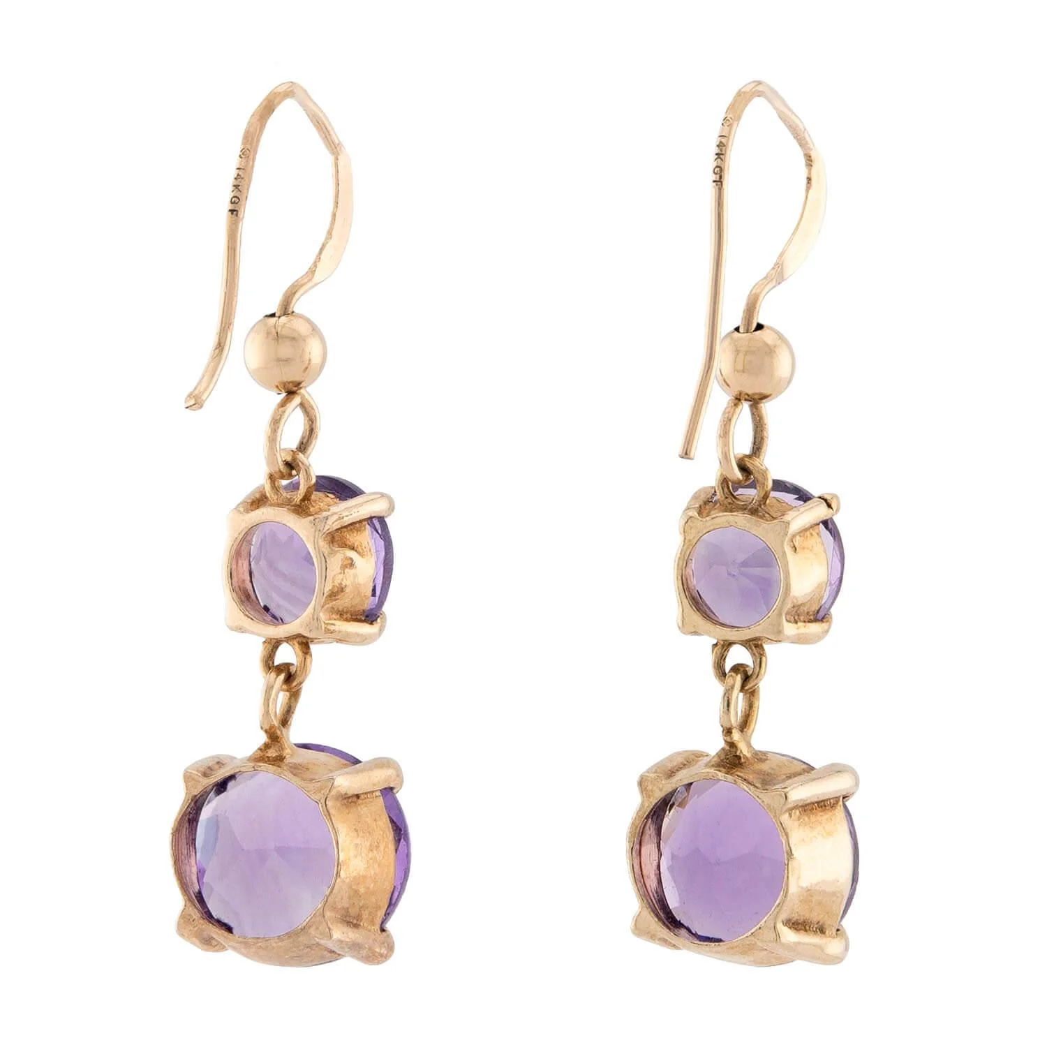 Retro 14k Amethyst Dangle Earrings - Image 3