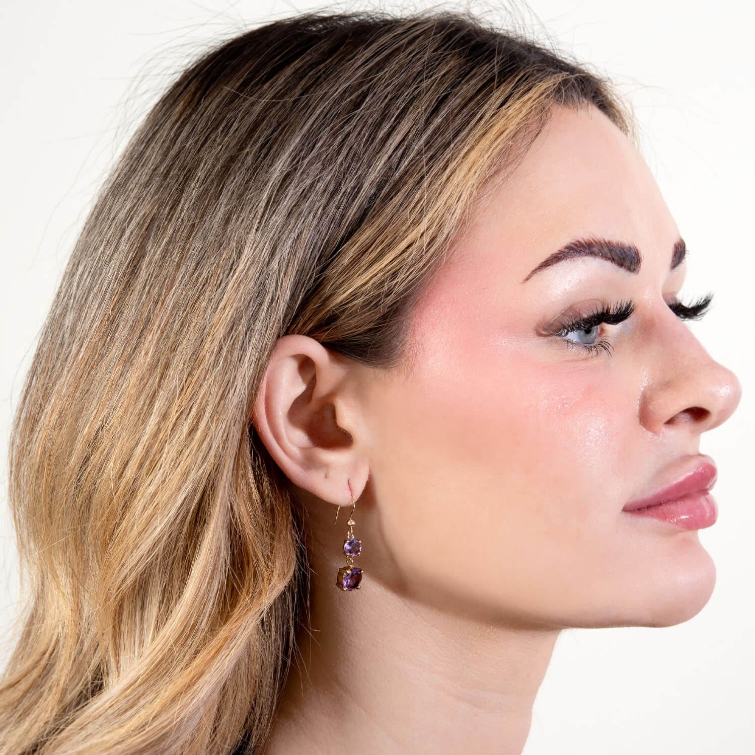 Retro 14k Amethyst Dangle Earrings - Image 4