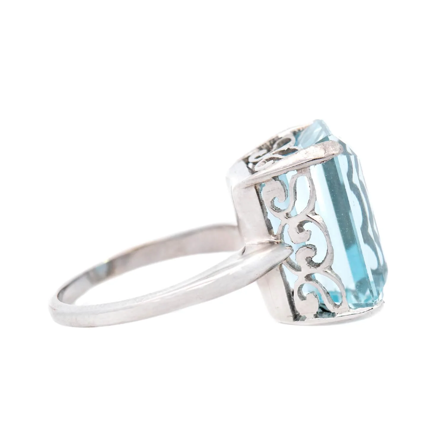Retro 14k Aqua Cocktail Ring - Image 3