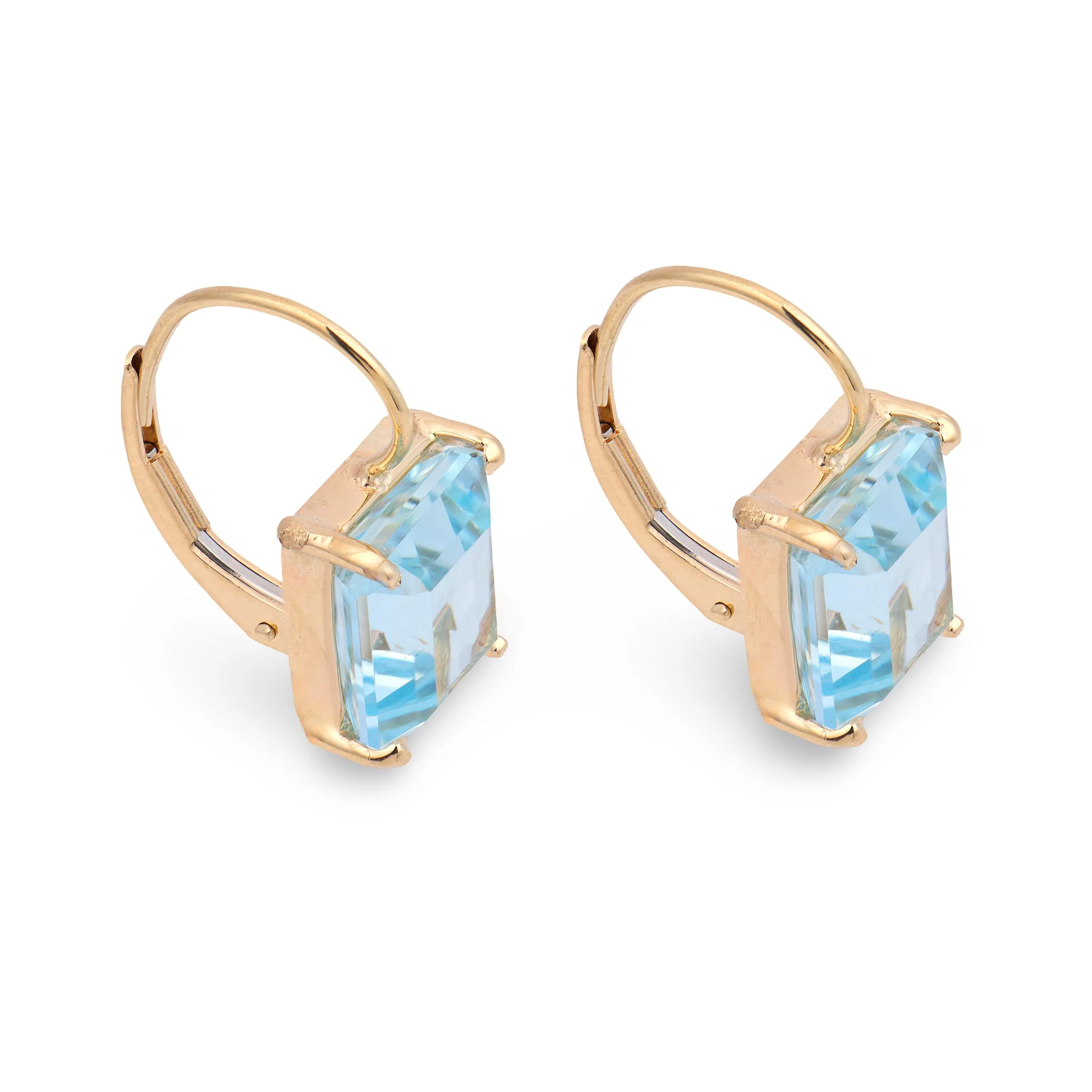 Retro 14k Aqua Drop Earrings - Image 2