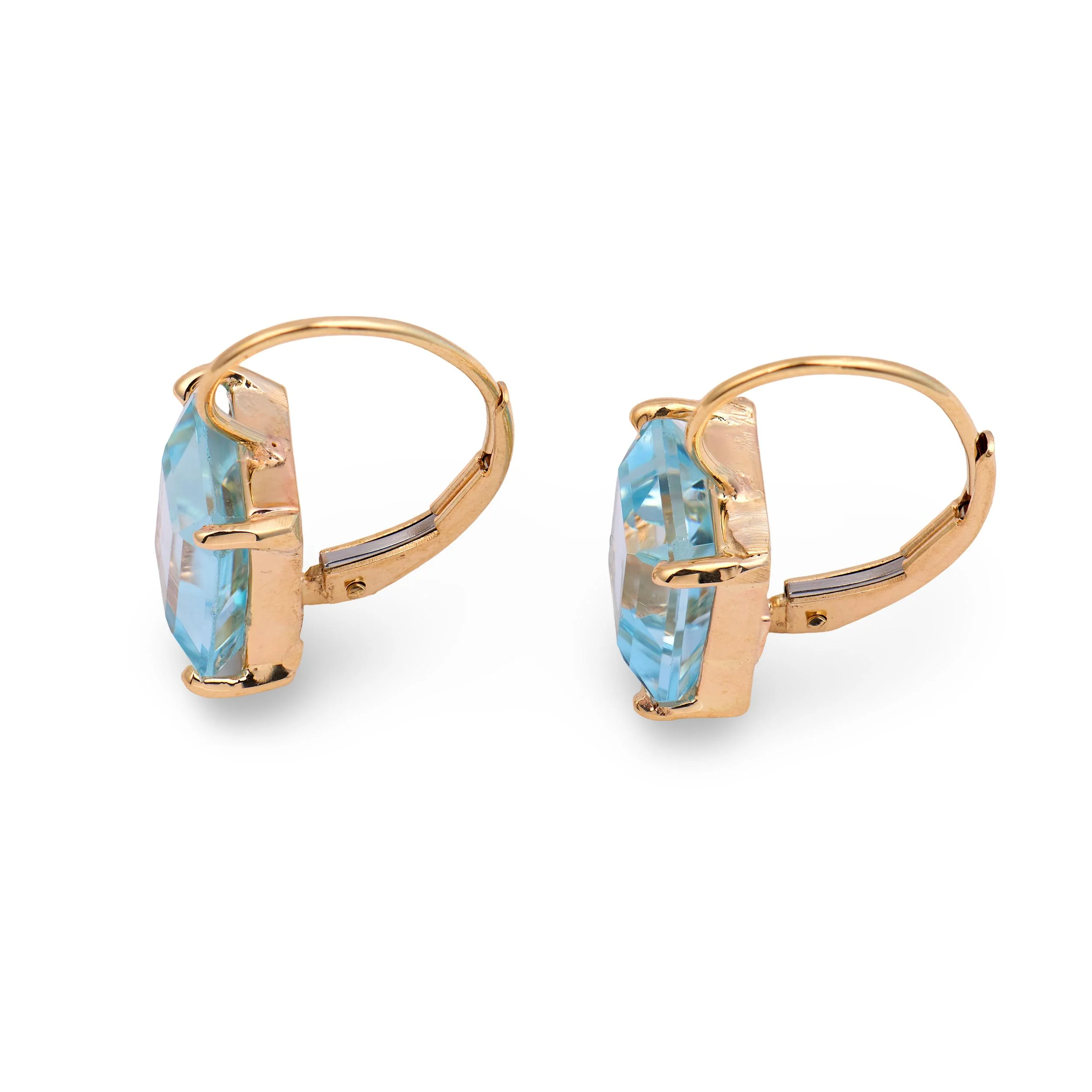 Retro 14k Aqua Drop Earrings - Image 3
