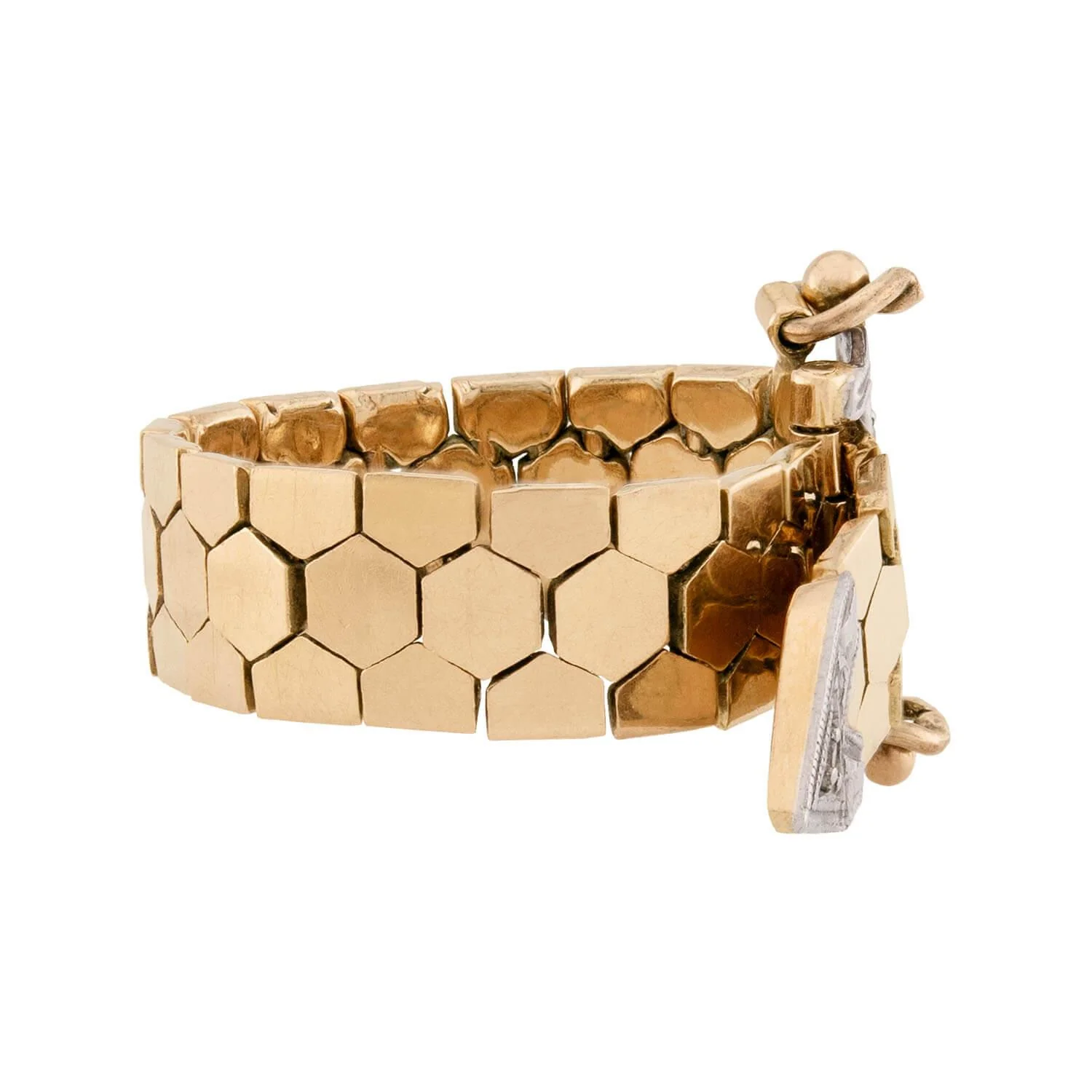 Retro 14k Diamond Adjustable Buckle Ring - Image 3