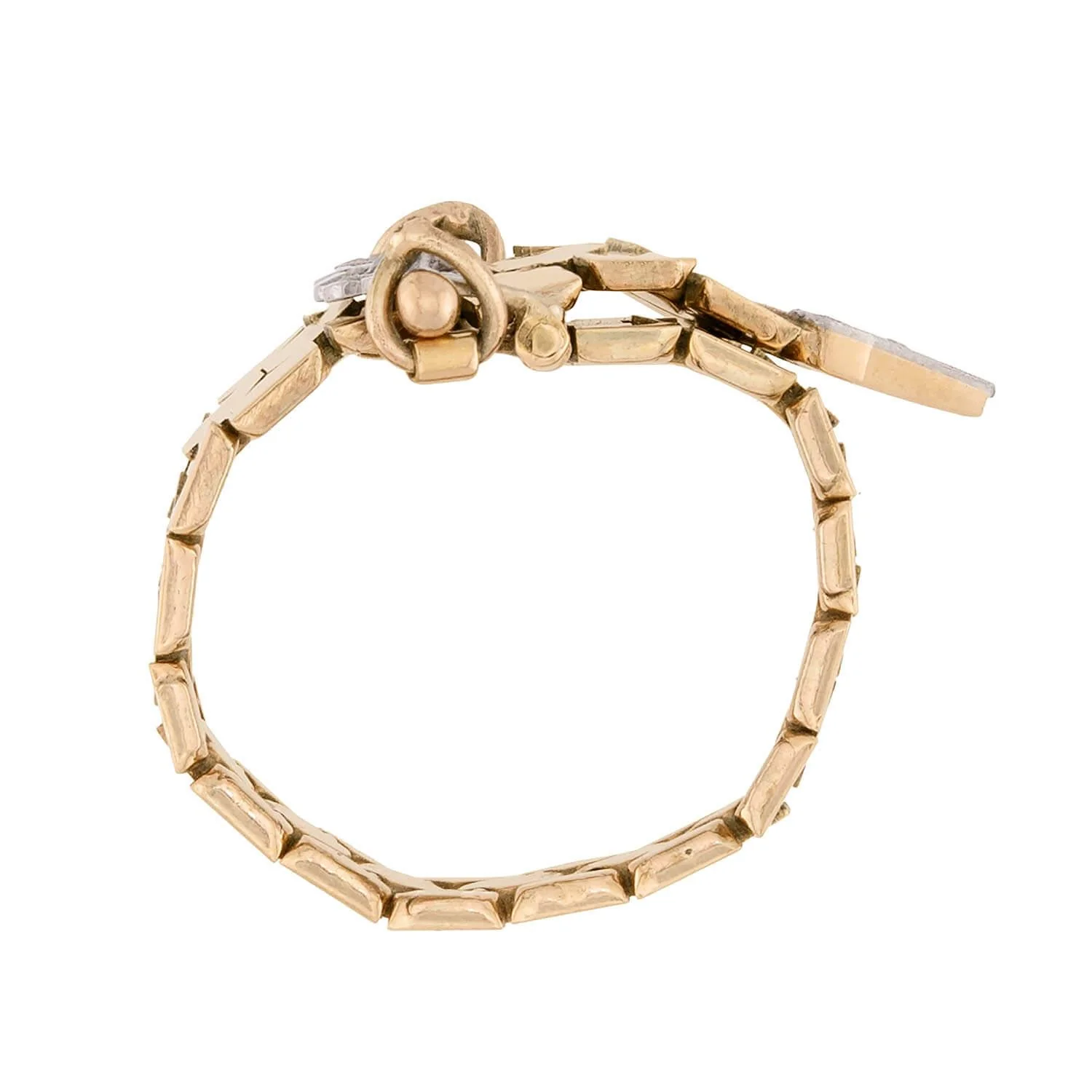 Retro 14k Diamond Adjustable Buckle Ring - Image 4