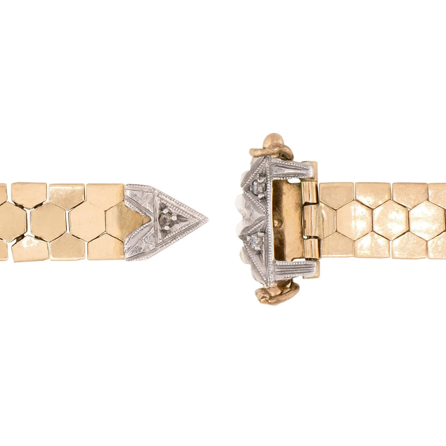 Retro 14k Diamond Adjustable Buckle Ring - Image 8