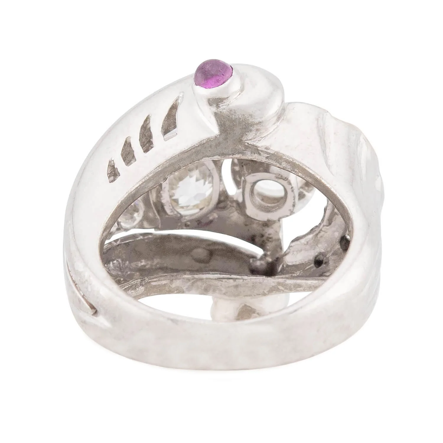 Retro 14k Diamond and Sapphire Statement Ring - Image 5