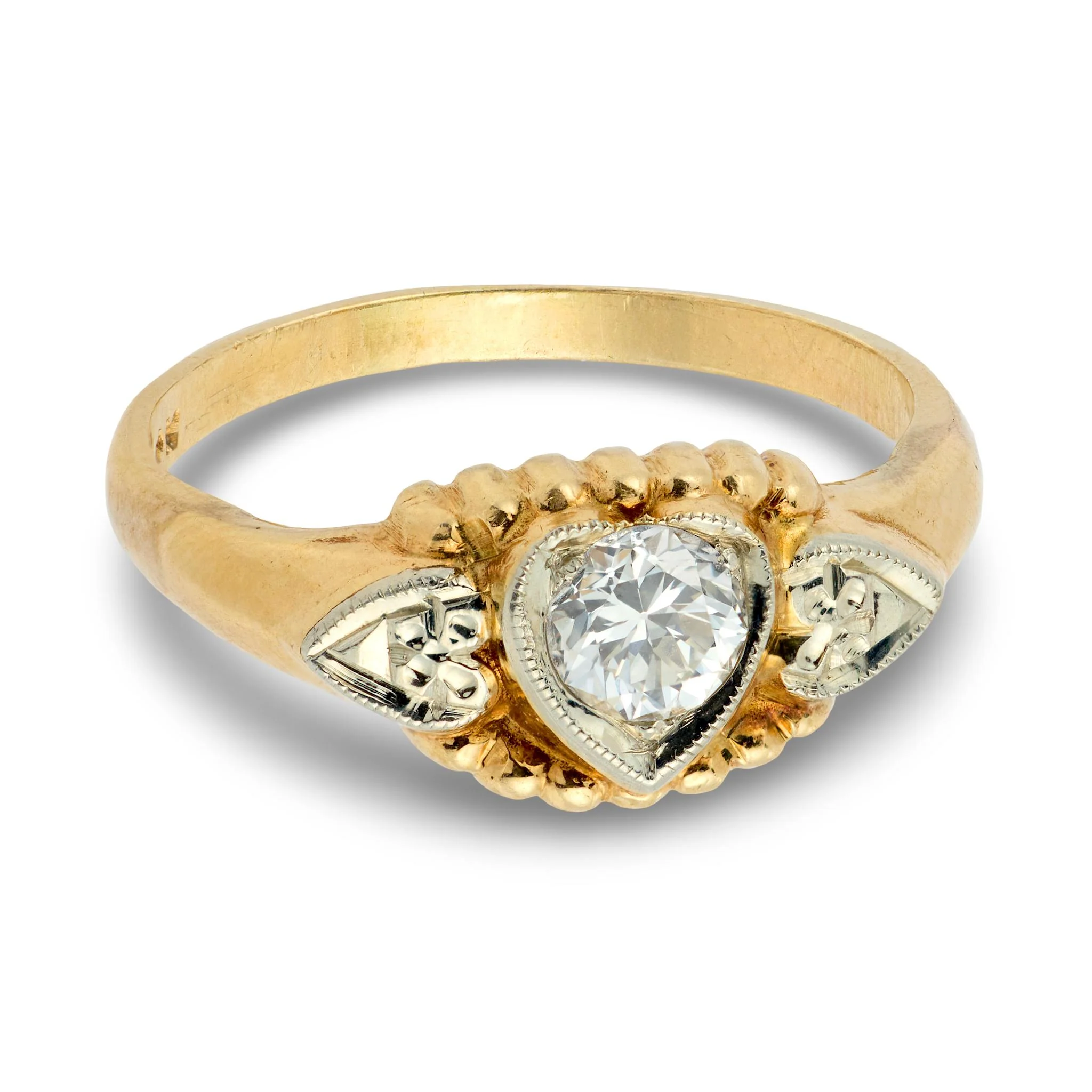 Retro 14k Diamond Heart-Motif Ring - Image 2