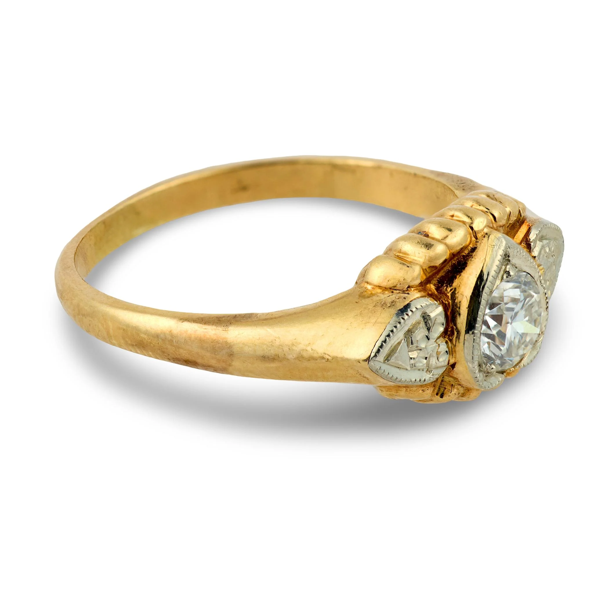 Retro 14k Diamond Heart-Motif Ring - Image 3