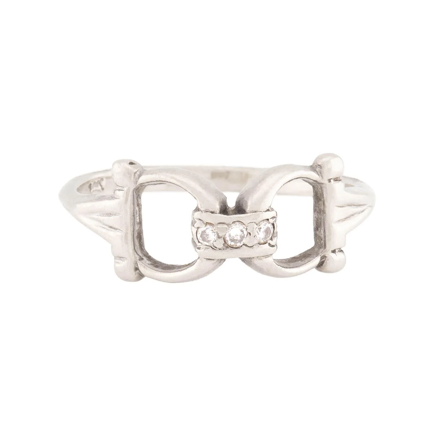Retro 14k Diamond Horse Bit Ring - Image 2