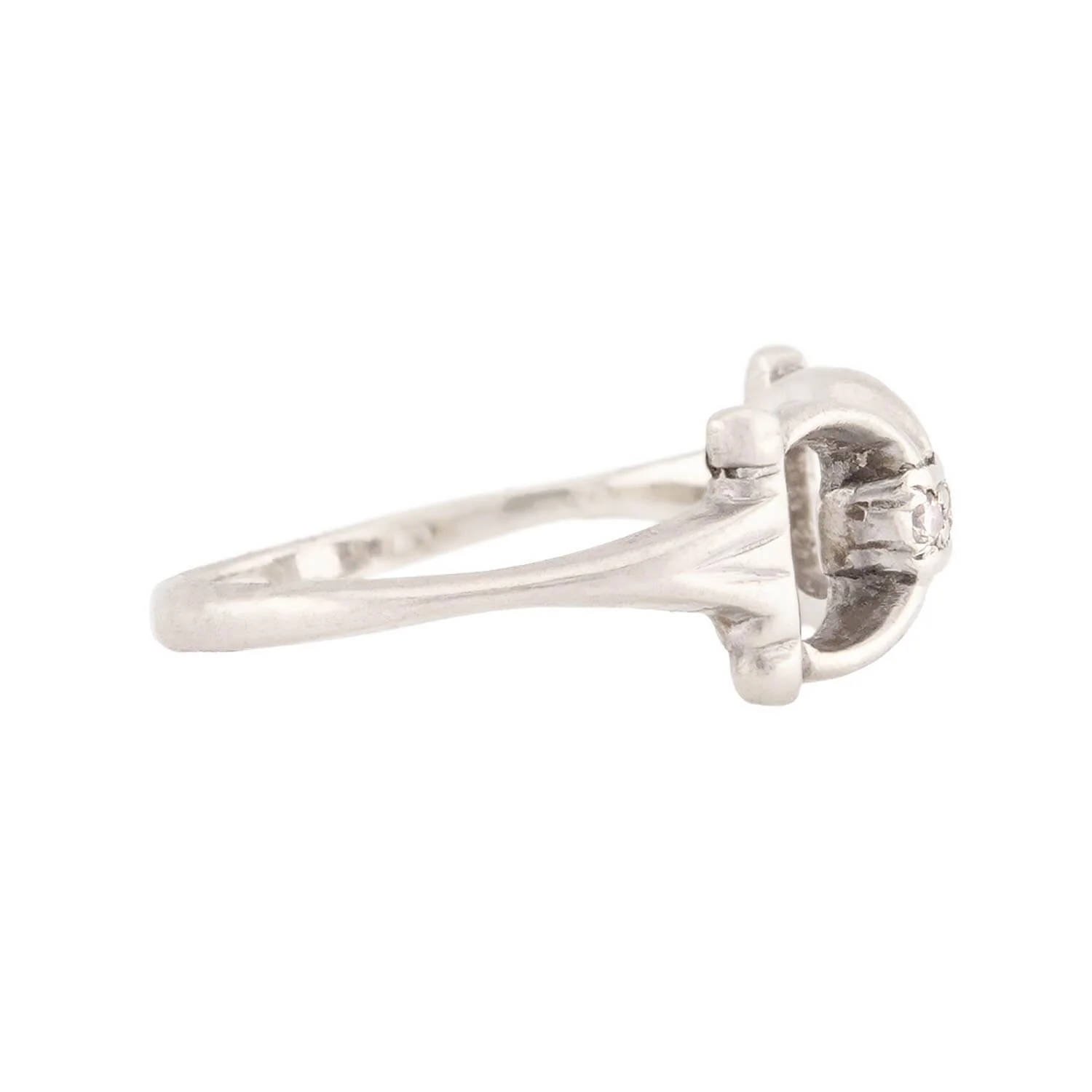 Retro 14k Diamond Horse Bit Ring - Image 3