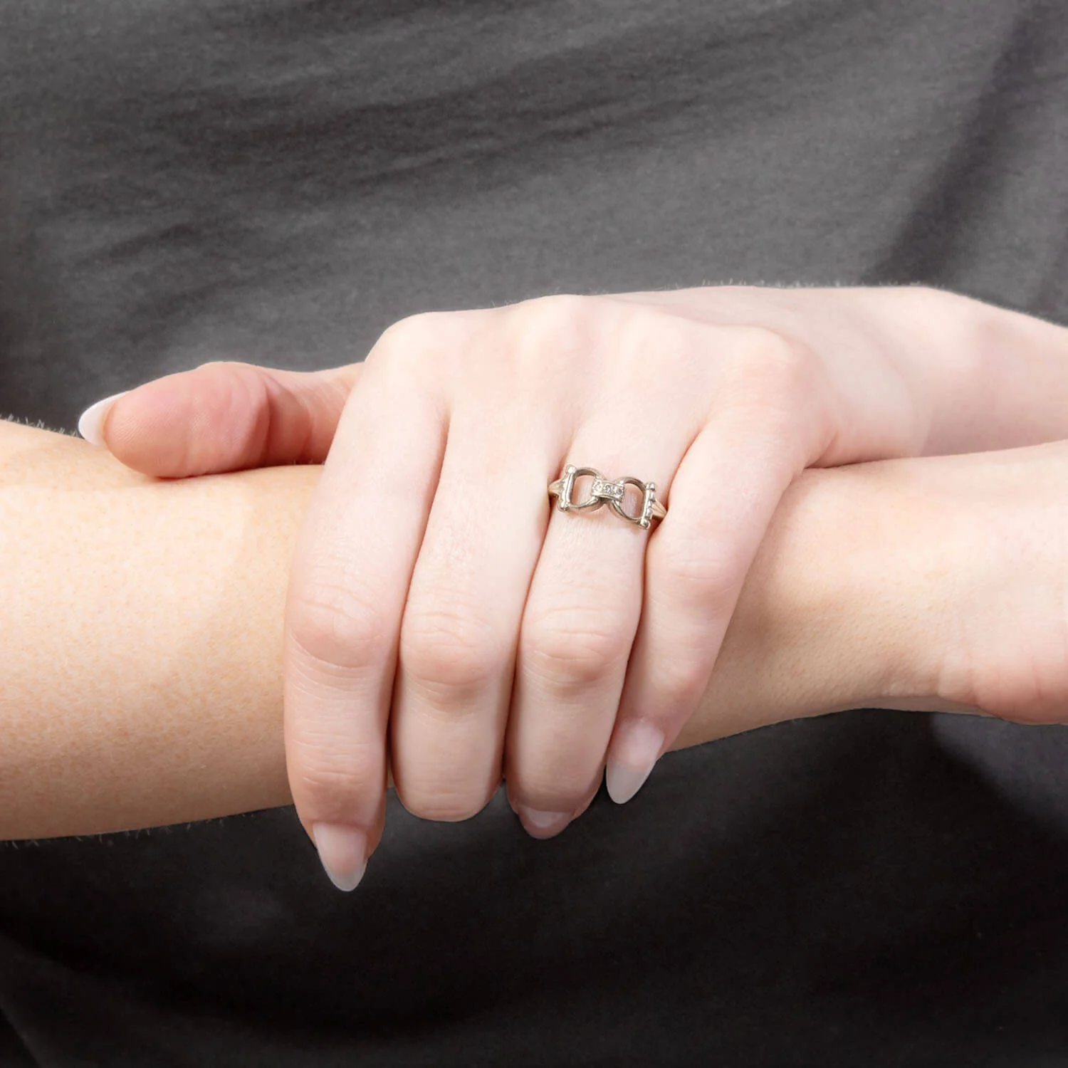 Retro 14k Diamond Horse Bit Ring - Image 7