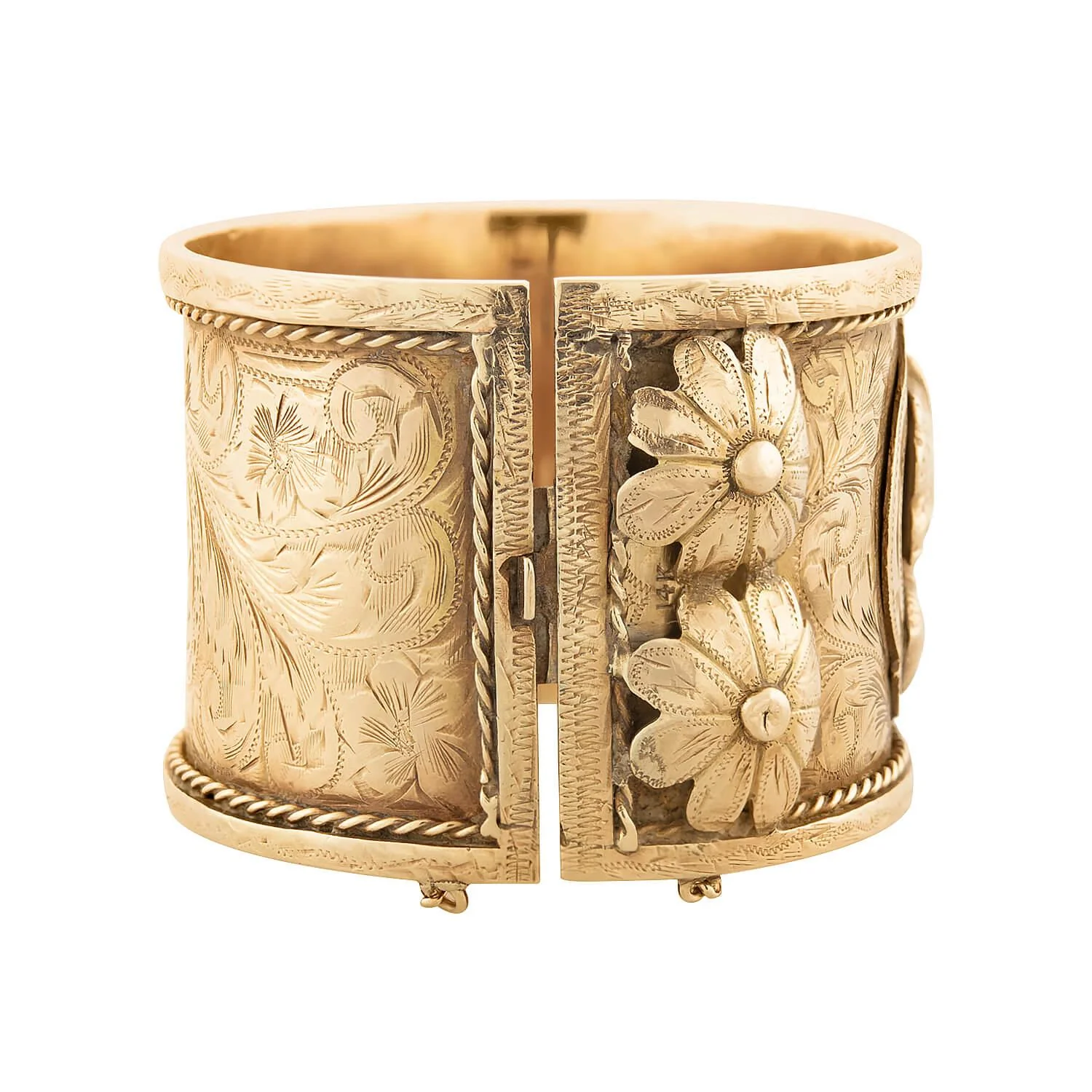 Retro 14k "Gypsy" Roma Bangle Cuff Bracelet - Image 2