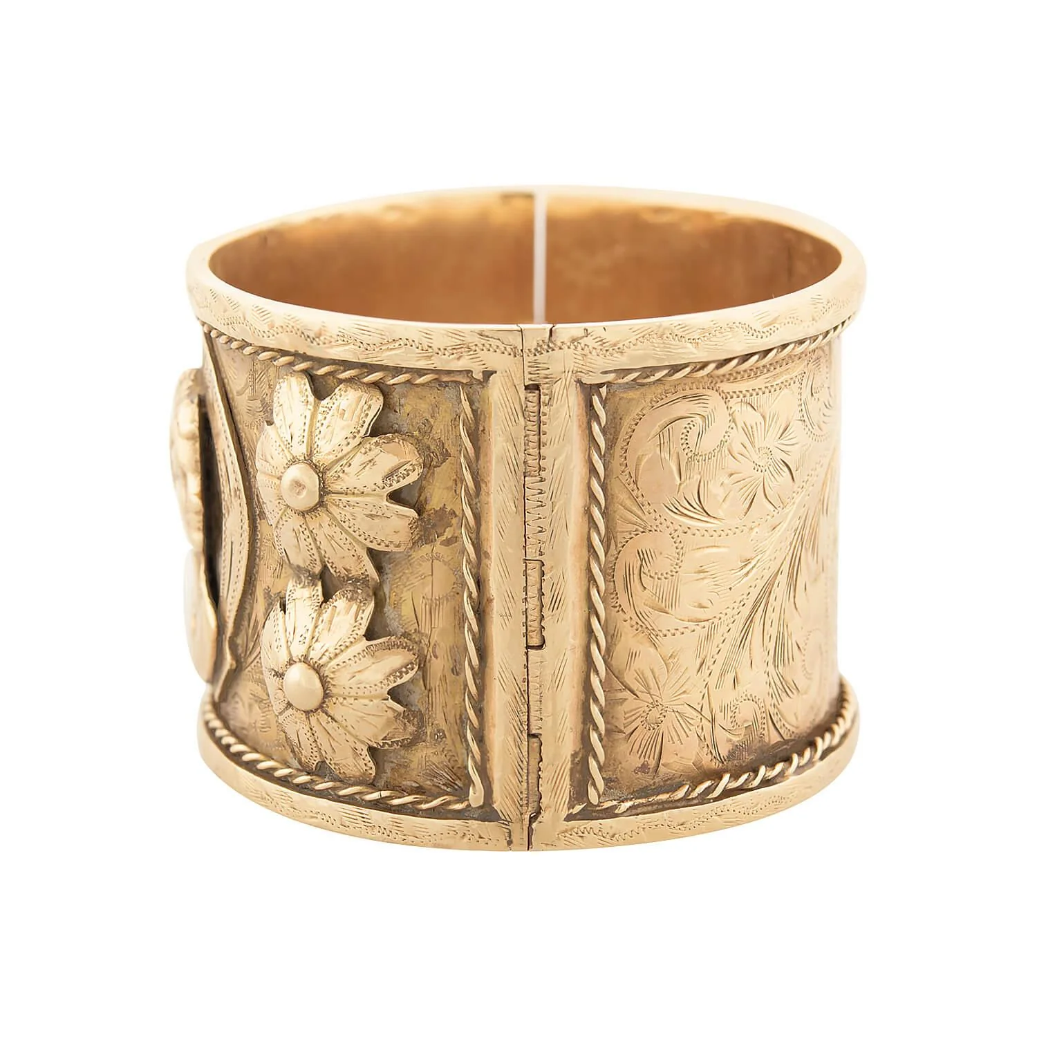 Retro 14k "Gypsy" Roma Bangle Cuff Bracelet - Image 4