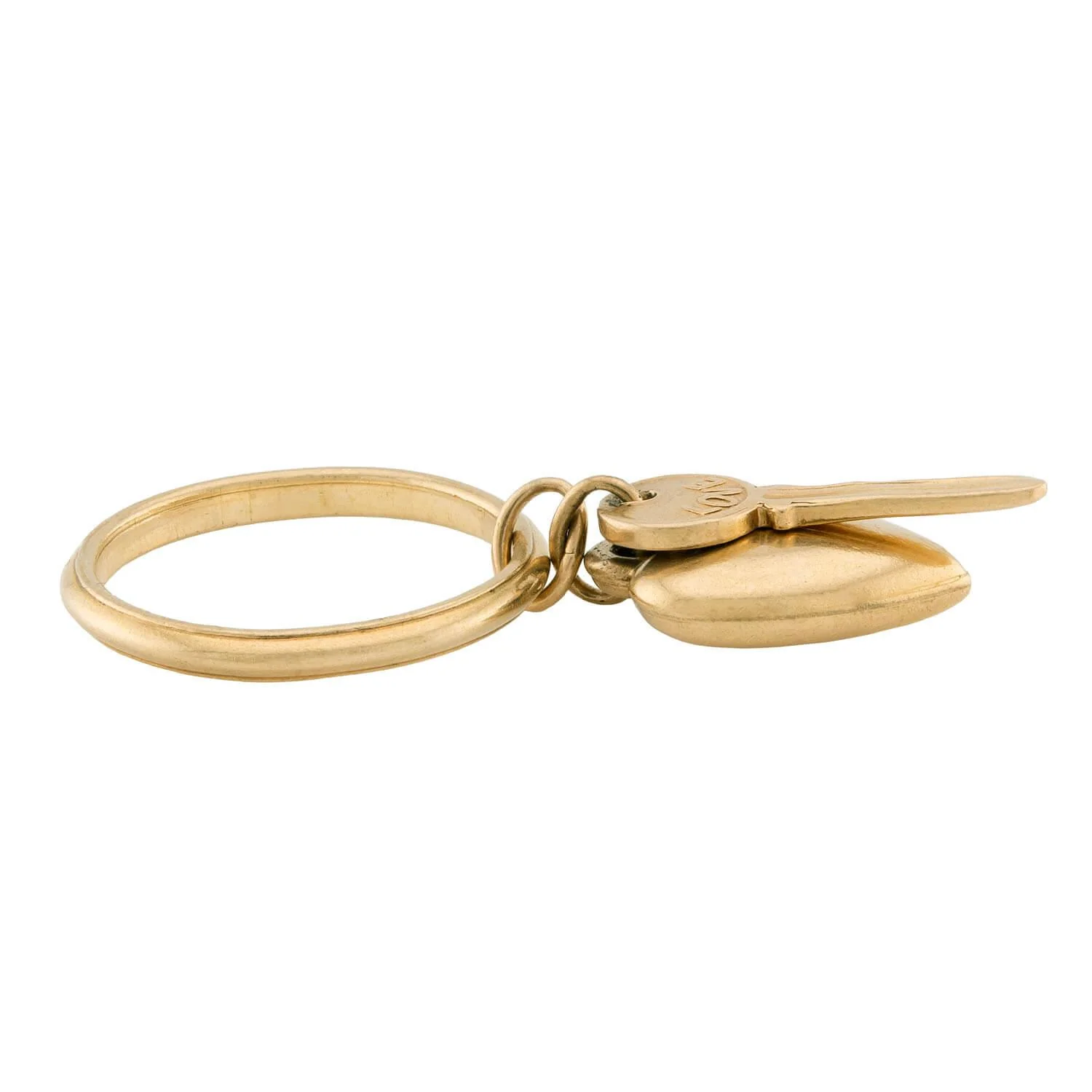 Retro 14k Heart & Key Sweetheart Charm Ring - Image 3