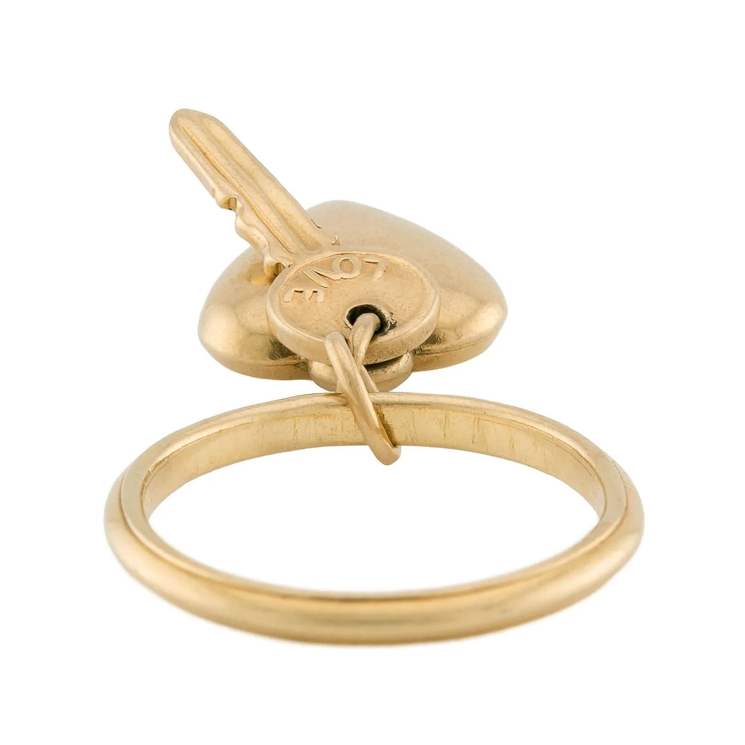Retro 14k Heart & Key Sweetheart Charm Ring - Image 5