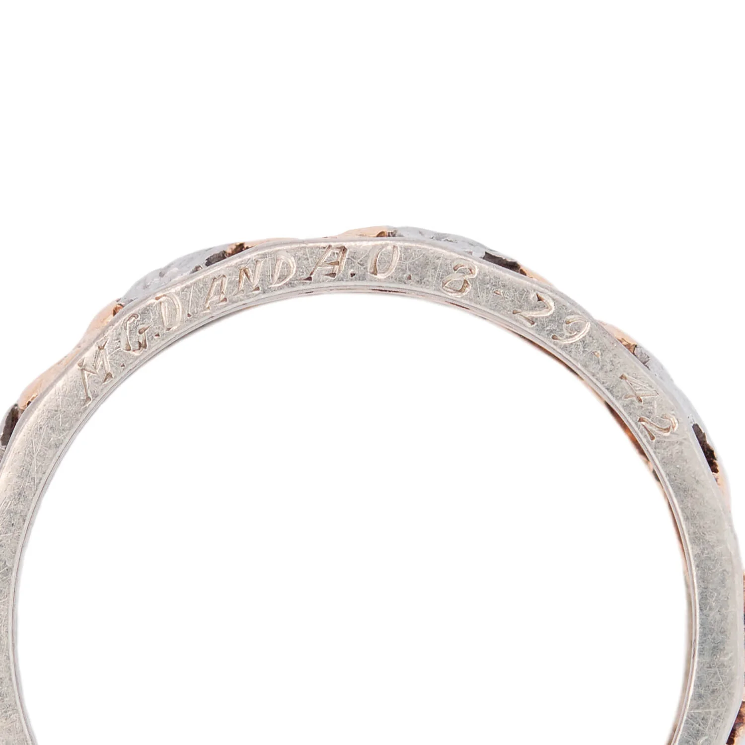 Retro 14k Mixed Metal Flowers & Hearts Motif Eternity Band - Image 5