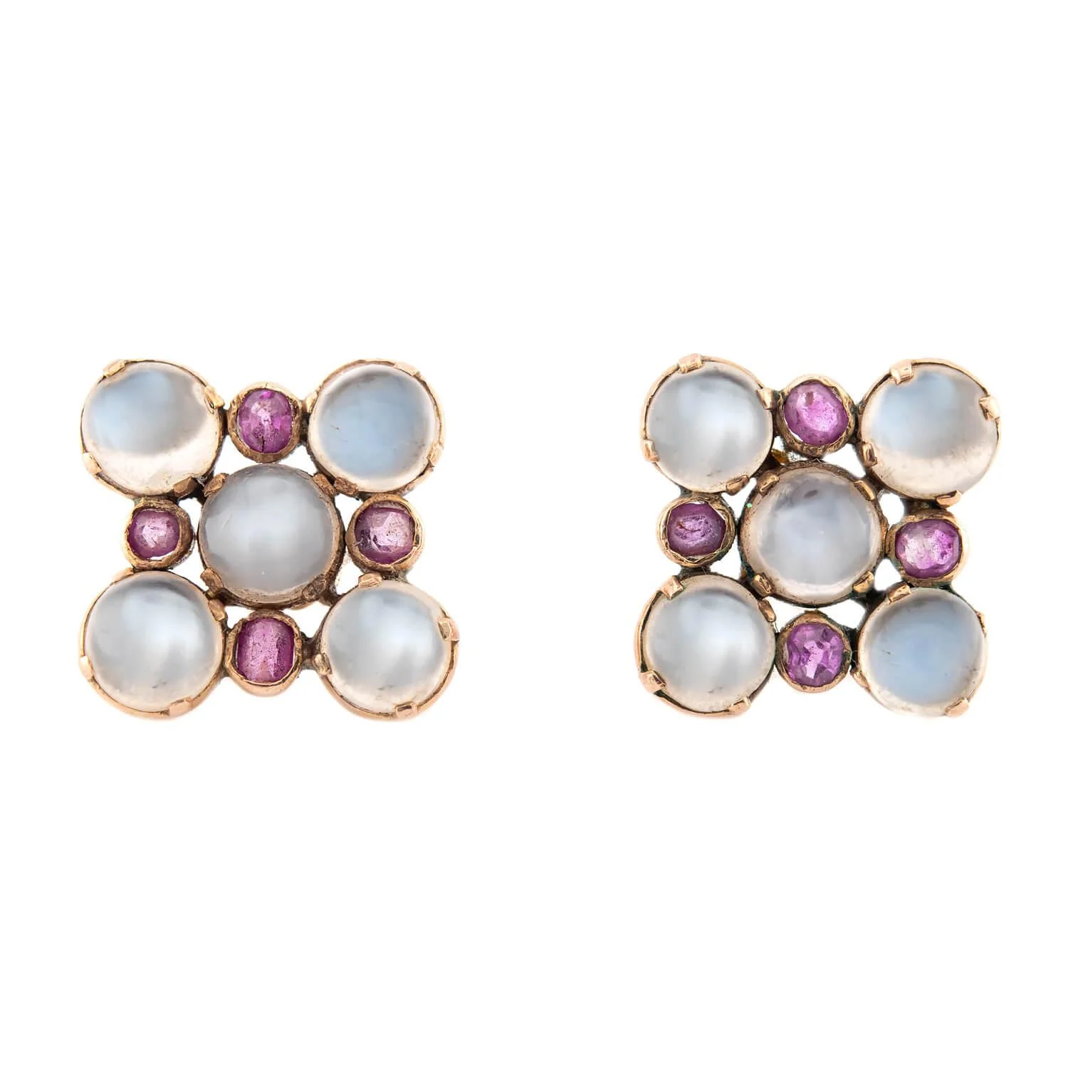 Retro 14k Moonstone and Sapphire Earring and Bracelet Set - Image 2