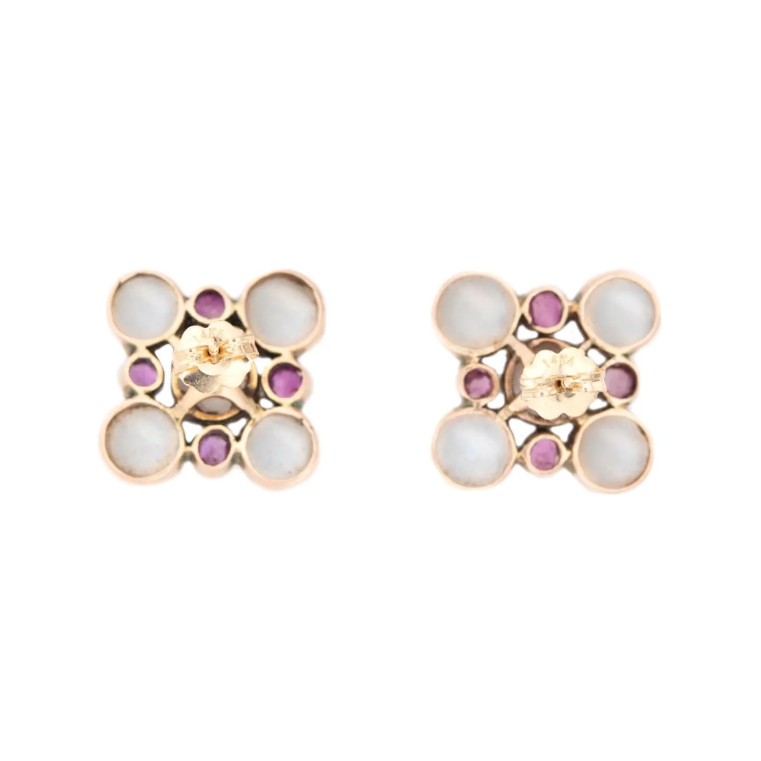 Retro 14k Moonstone and Sapphire Earring and Bracelet Set - Image 4