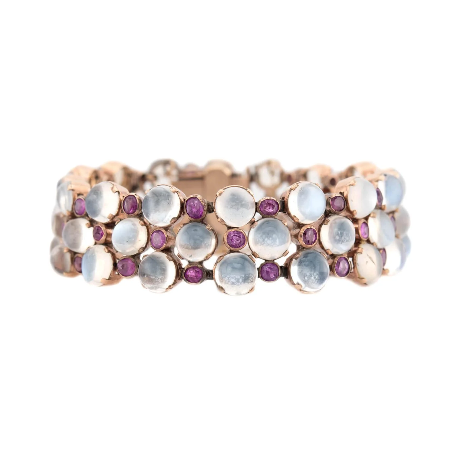Retro 14k Moonstone and Sapphire Earring and Bracelet Set - Image 5