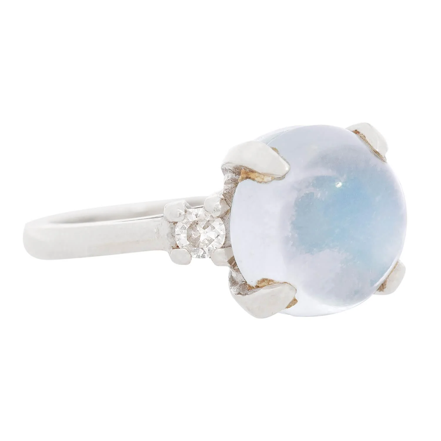 Retro 14k Moonstone & Diamond Ring - Image 2