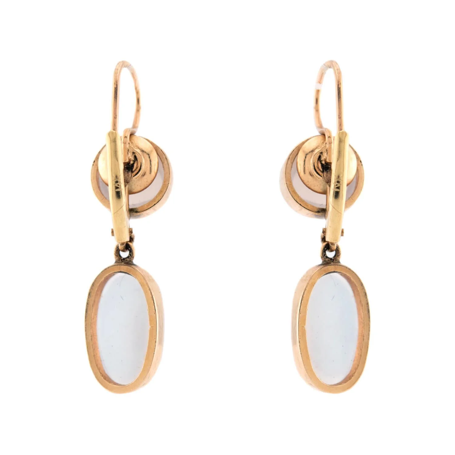 Retro 14k Moonstone Drop Earrings - Image 3