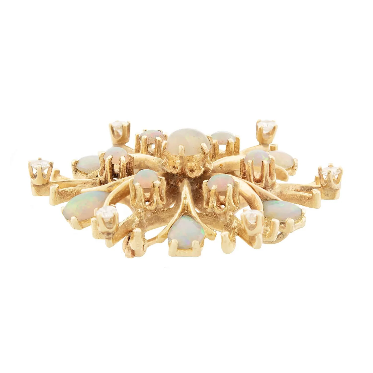 Retro 14k Opal and Diamond Snowflake Pin/Pendant - Image 2