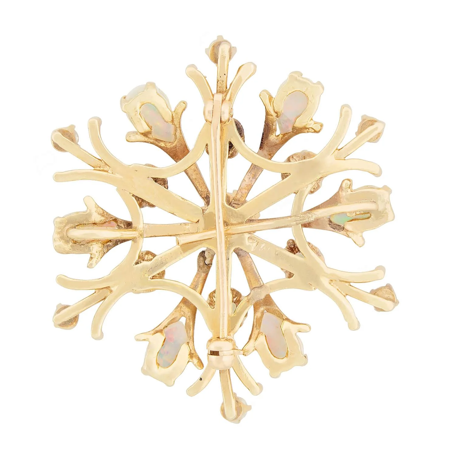 Retro 14k Opal and Diamond Snowflake Pin/Pendant - Image 3