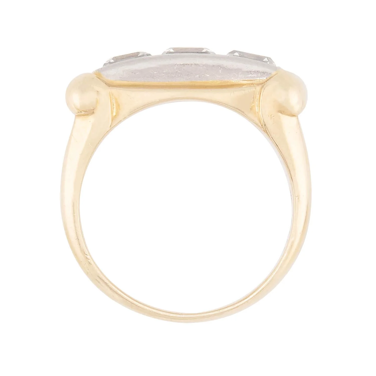 Retro 14k & Palladium Diamond Three Stone Ring - Image 4