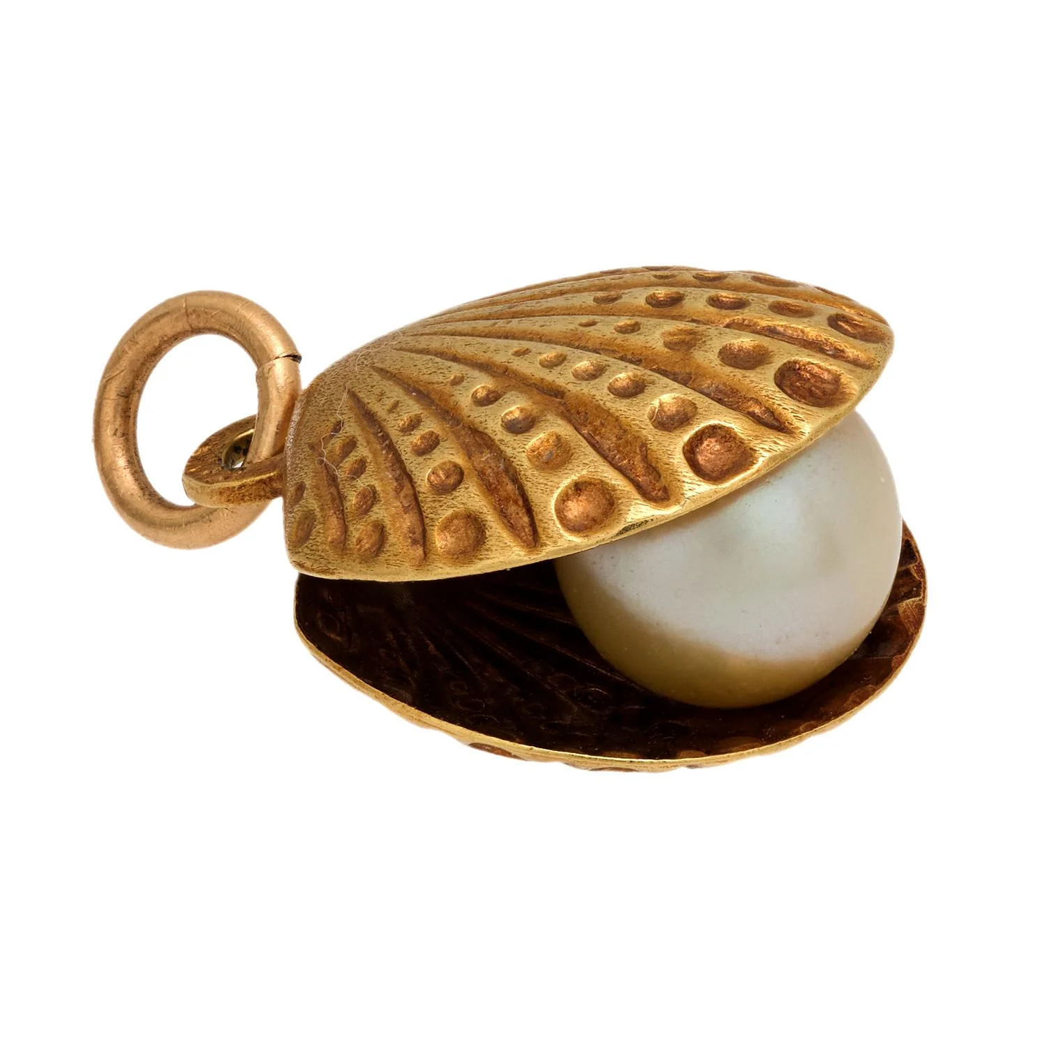 Retro 14k Pearl Clam Pendant/Charm - Image 2