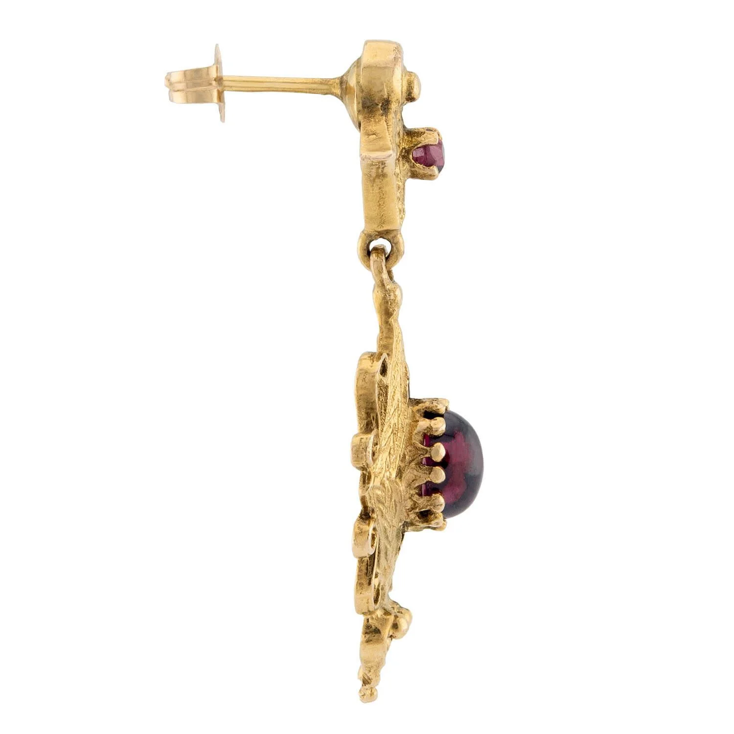 Retro 14k Victorian Revival Garnet Earrings - Image 2